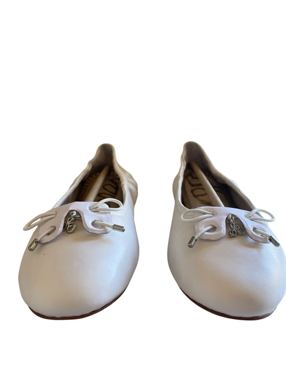 Sam Edelman Felicia Mini White Leather Ballet Flats with Bow Accent NWT